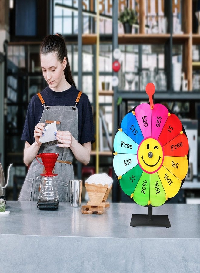 Delizon 12 Inch Color Prize Wheel, 12 Slot Spinning Wheel Fortune Game, Holiday Activities, Party, Classroom or Home Education, Sunflower Pattern - Image 5